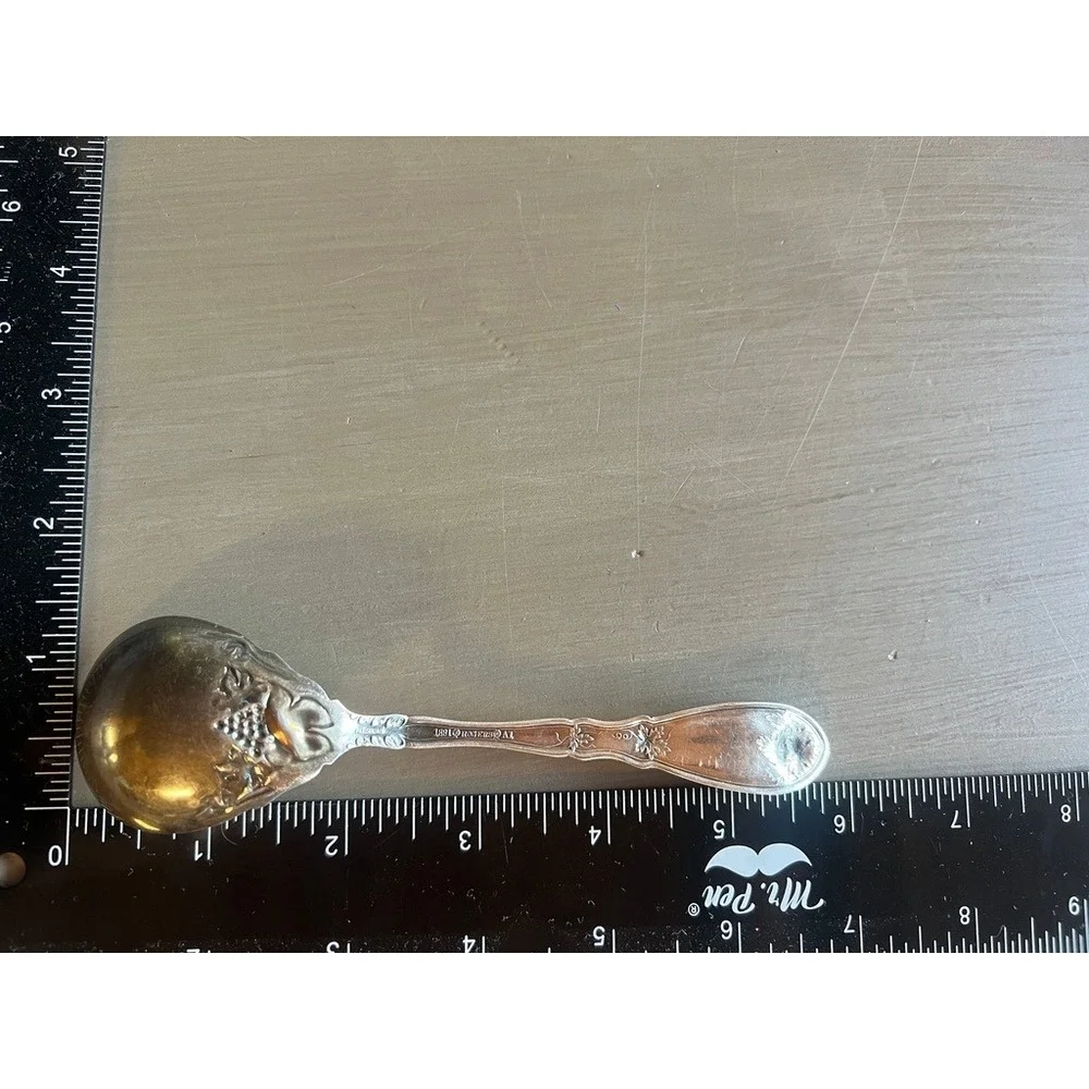 1881 Rogers A1 Silverplate Sugar Shell Spoon Vintage Grape Pattern Silver